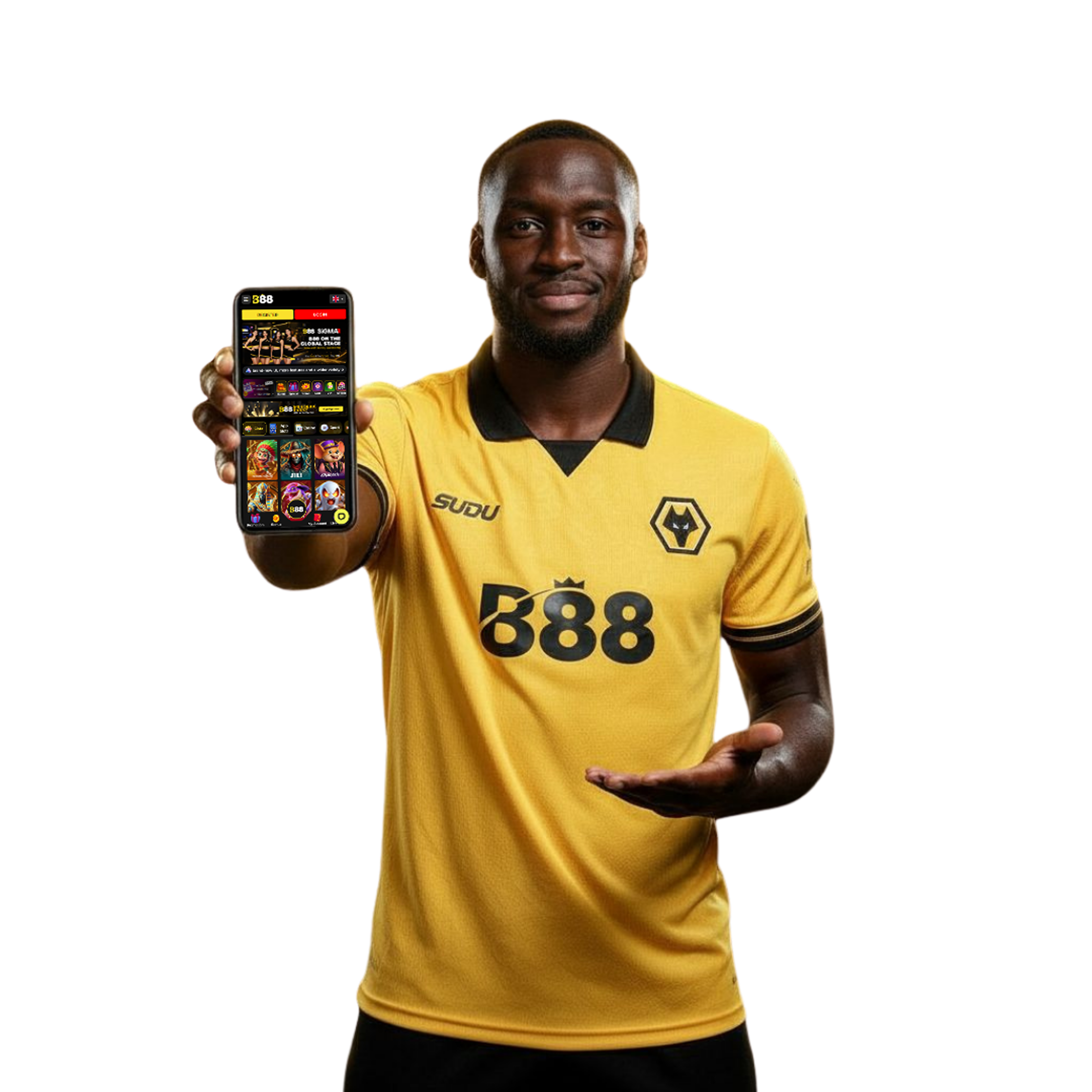 B88 player holding a mobile gaming phone